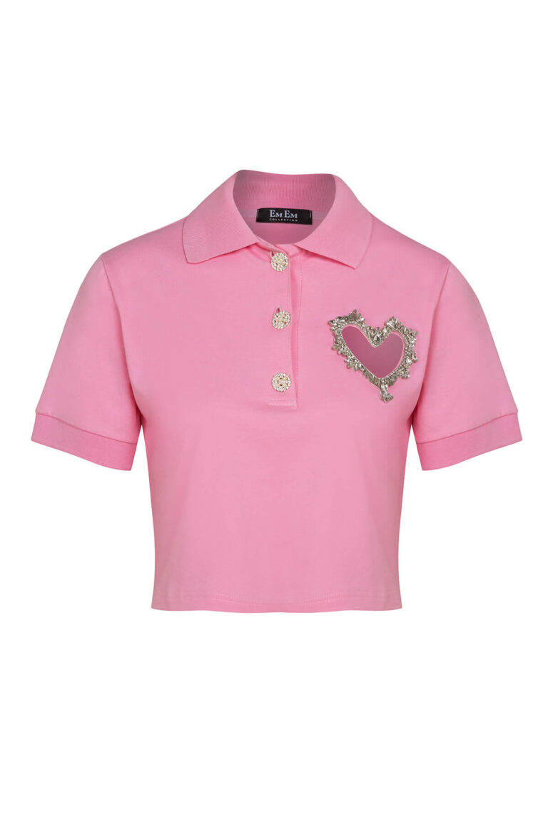 Crystal Heart Polo Pink