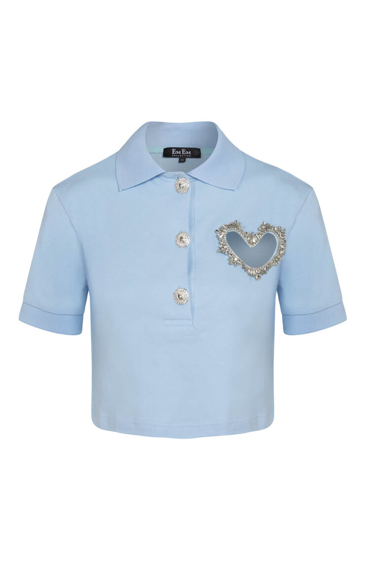 Crystal Heart Polo Sky