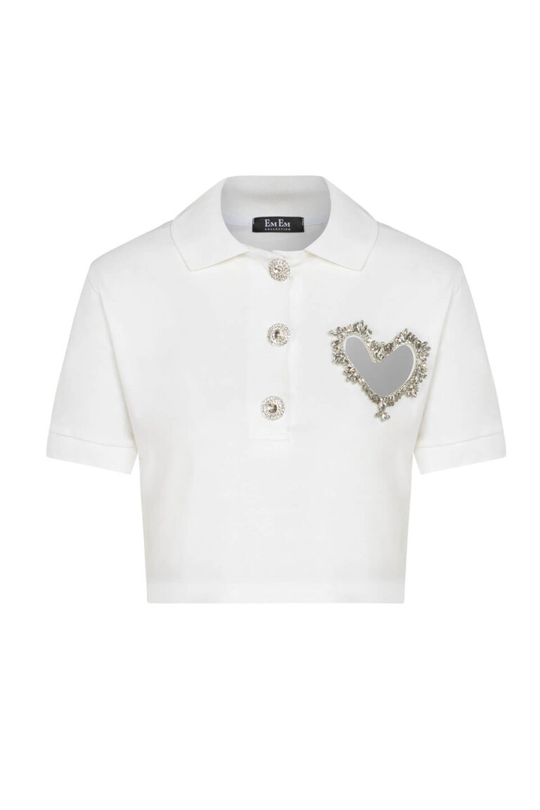 Crystal Heart Polo White